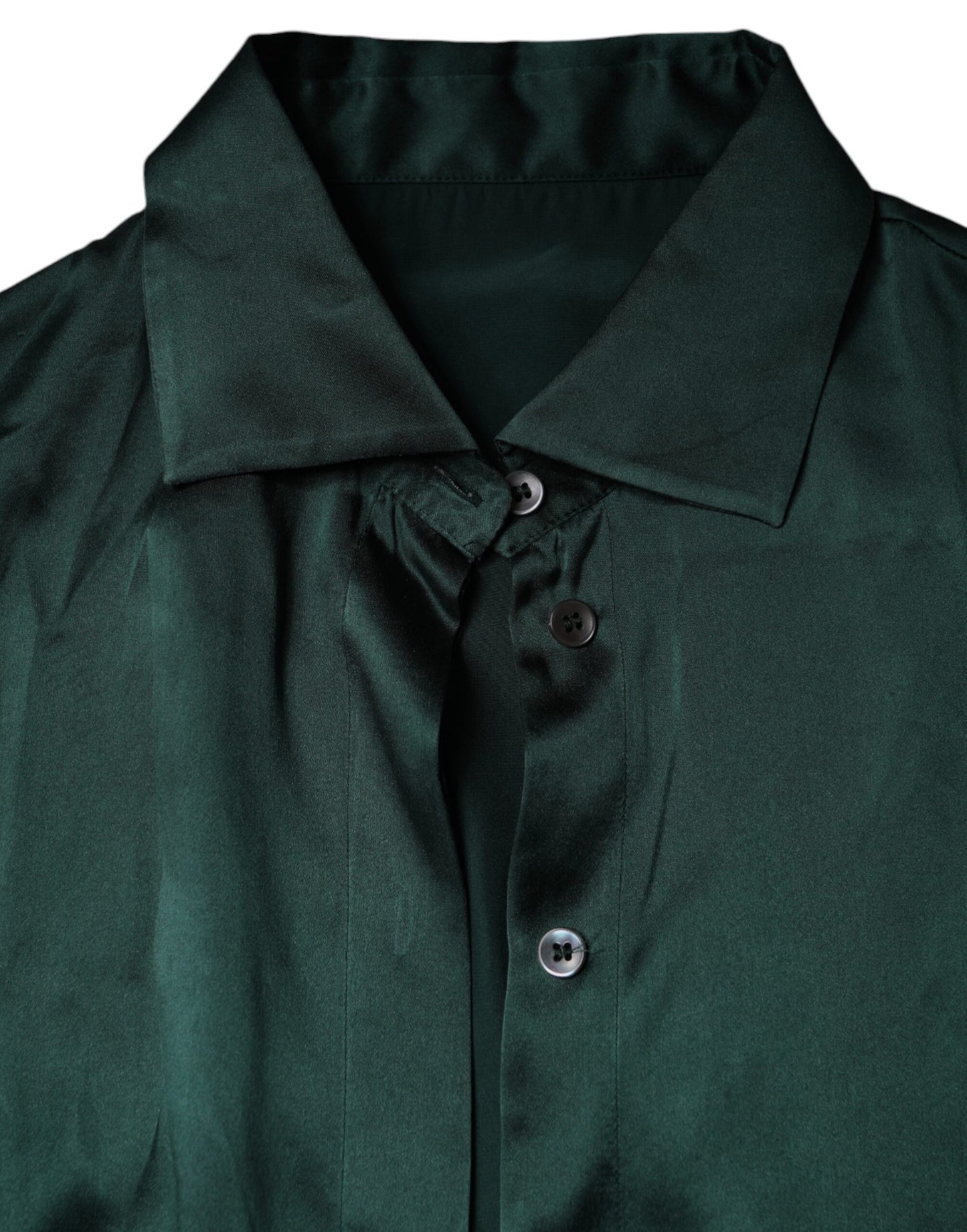 Chemisier boutonné à manches longues en soie vert foncé Dolce & Gabbana