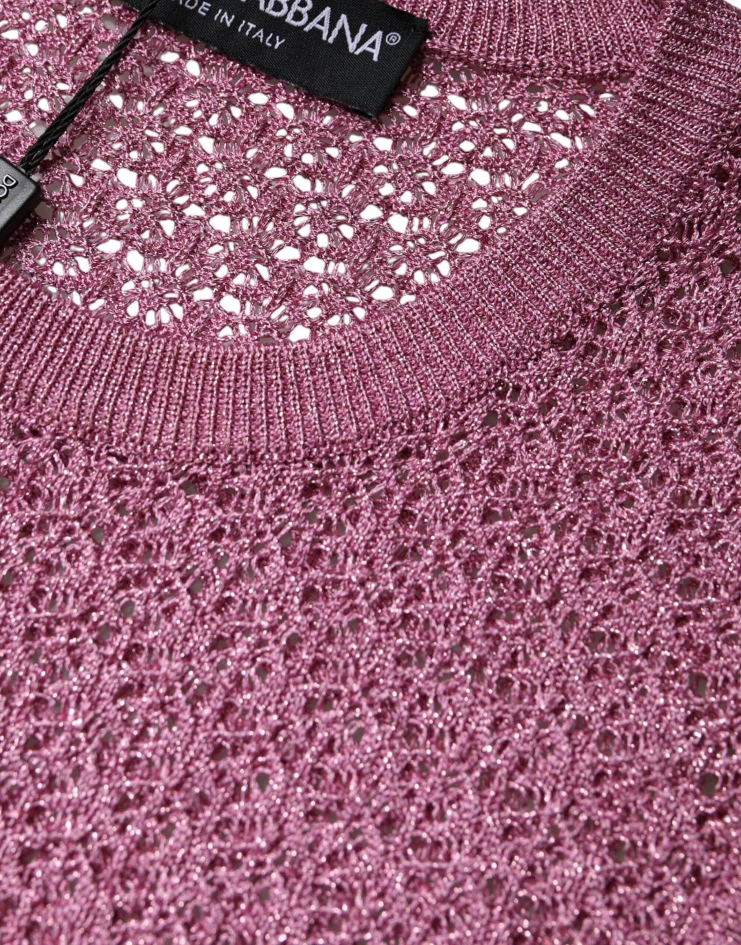 Dolce & Gabbana, durchsichtiges, ärmelloses Tanktop aus Netzstoff in Rosa