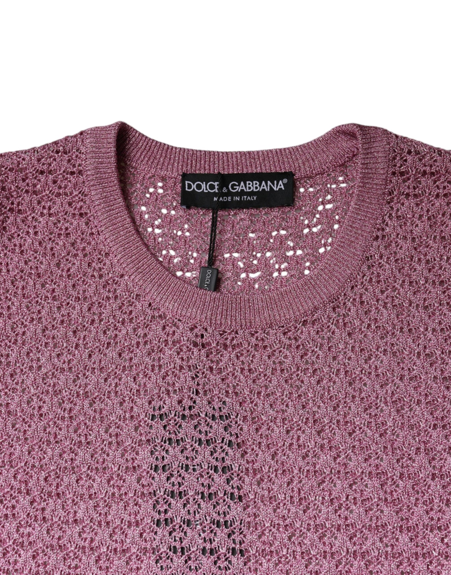 Dolce & Gabbana, durchsichtiges, ärmelloses Tanktop aus Netzstoff in Rosa