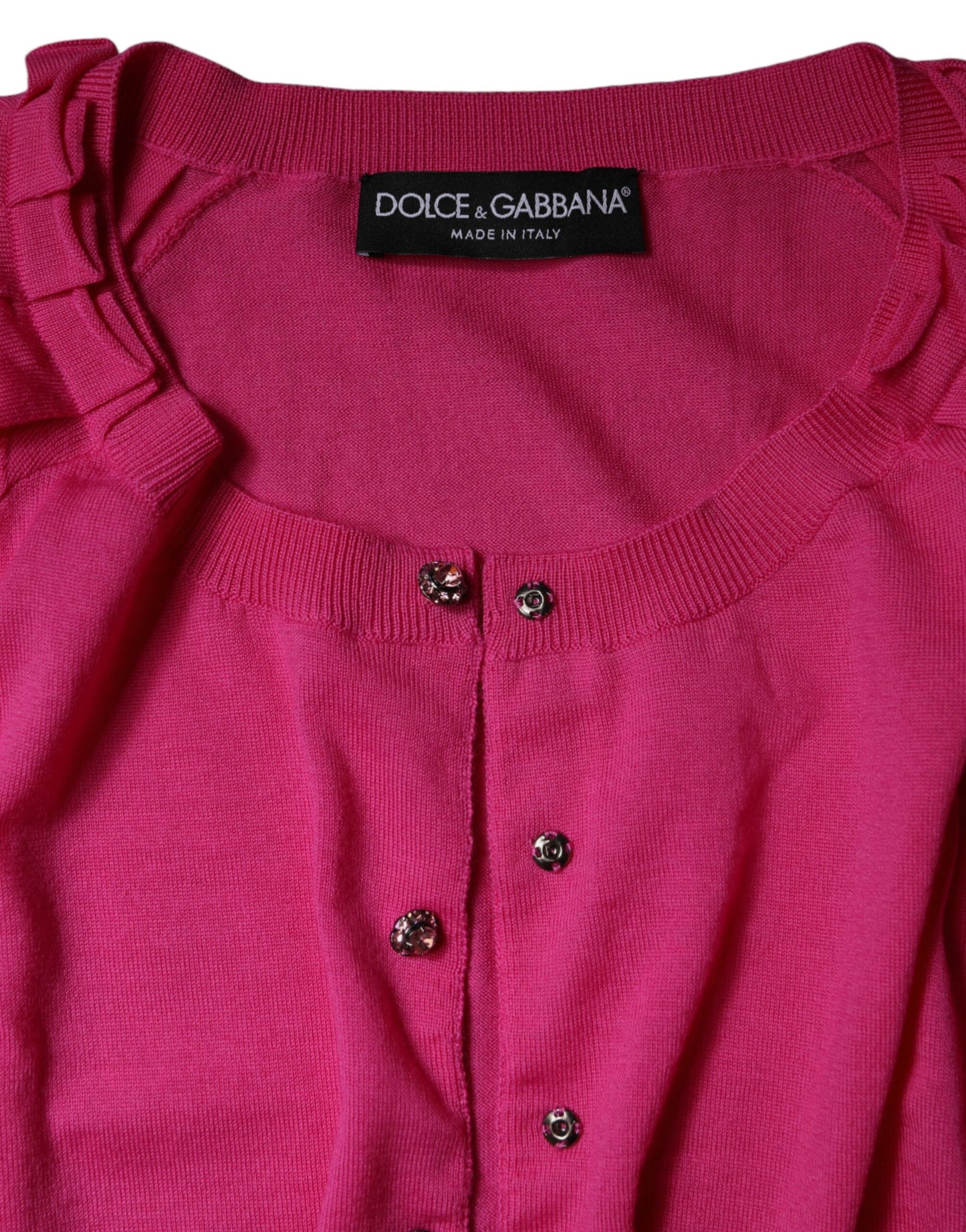 Pull cardigan boutonné en laine rose Dolce & Gabbana
