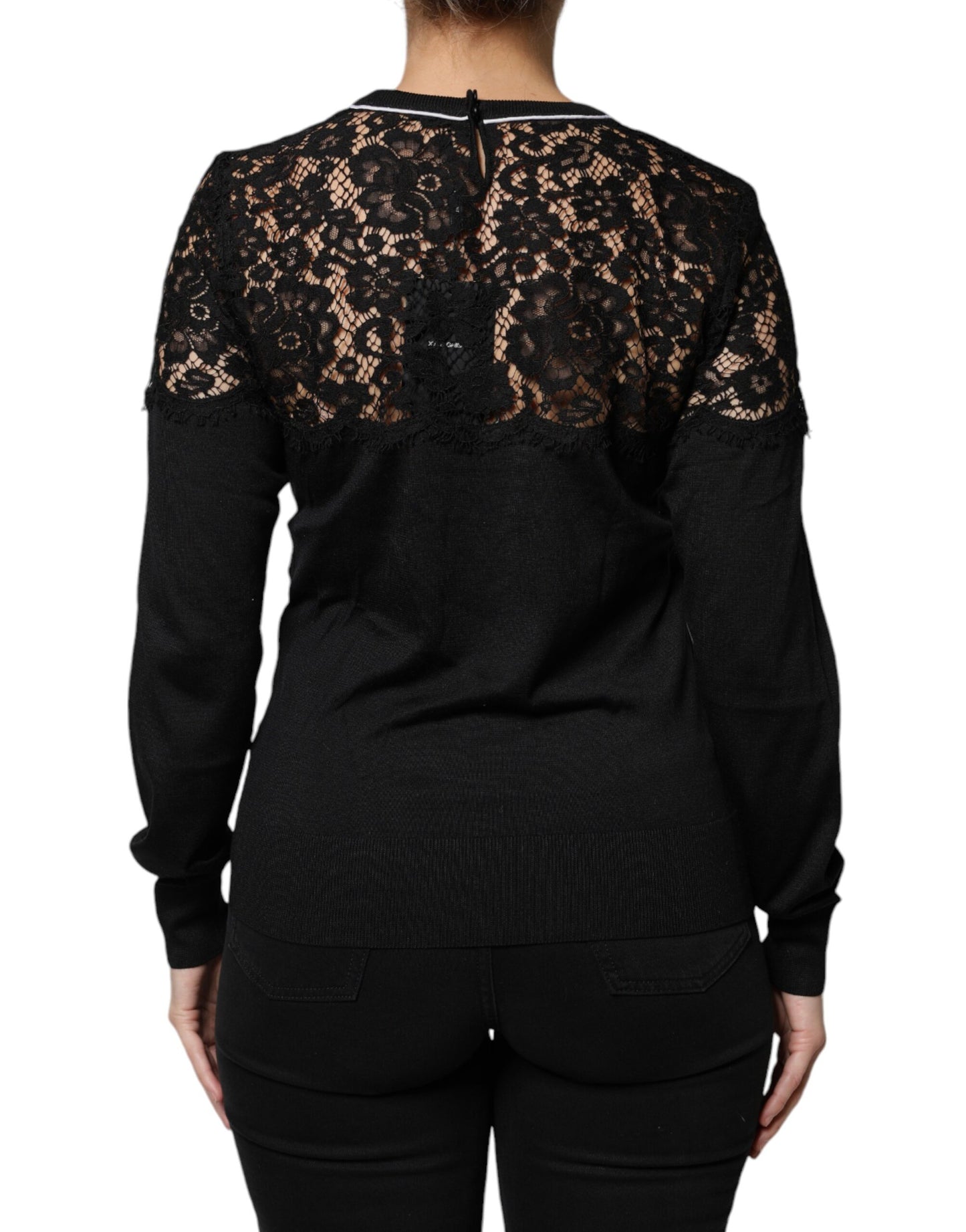 Chemisier en soie et dentelle florale noire Dolce & Gabbana