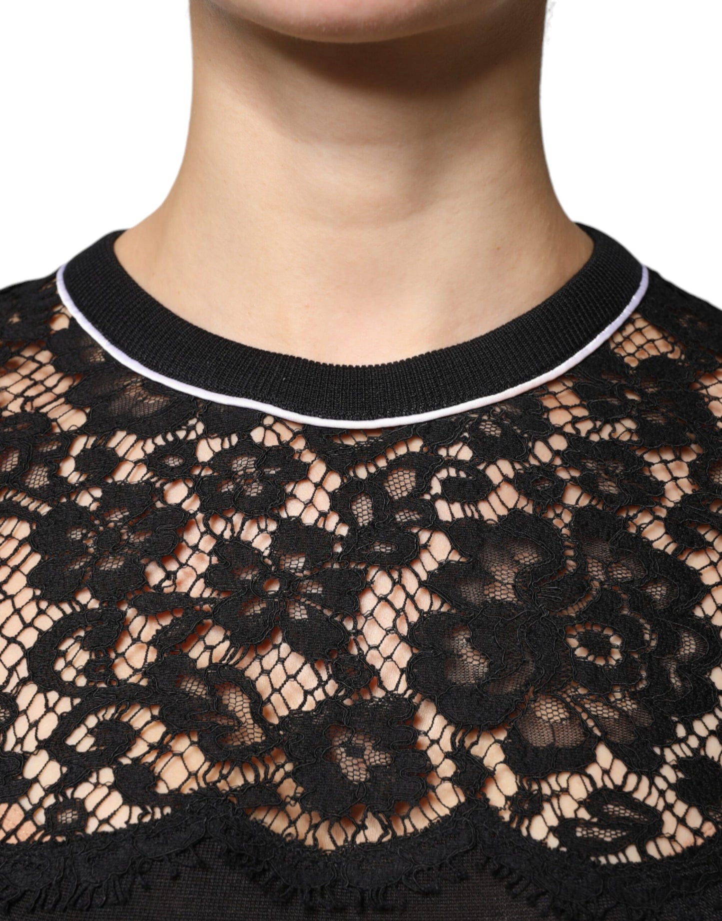 Chemisier en soie et dentelle florale noire Dolce & Gabbana
