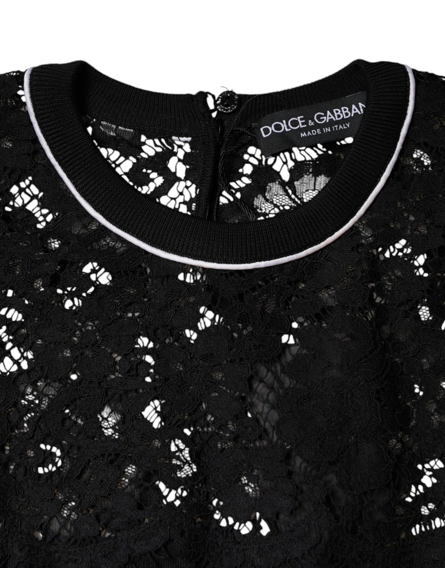 Chemisier en soie et dentelle florale noire Dolce & Gabbana