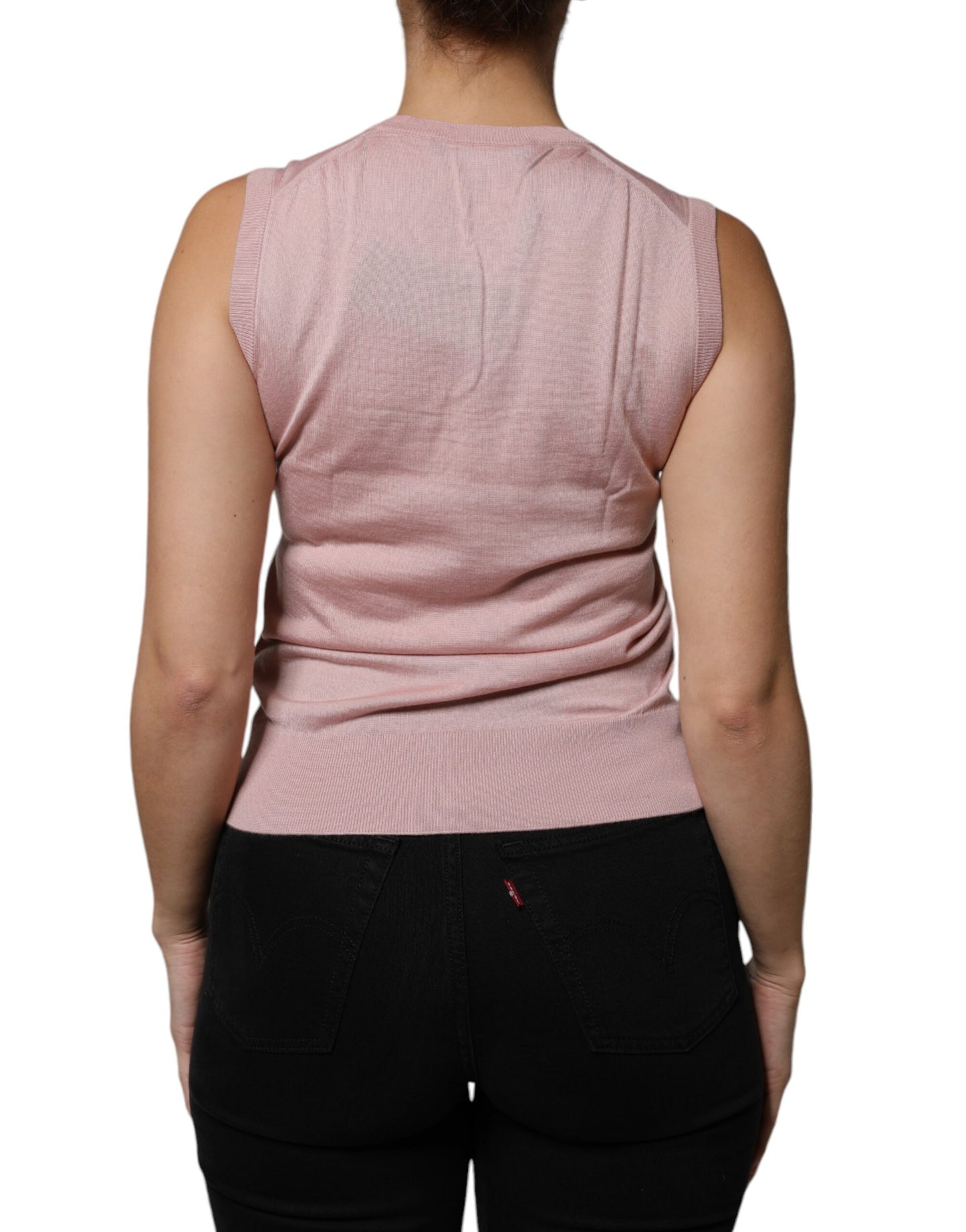 Débardeur sans manches en cachemire rose Dolce & Gabbana