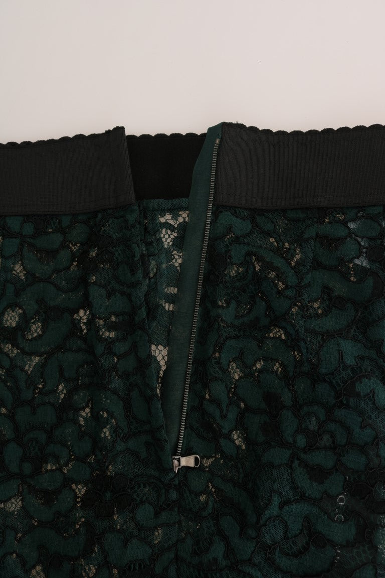 Pantalon legging en dentelle florale verte Dolce & Gabbana