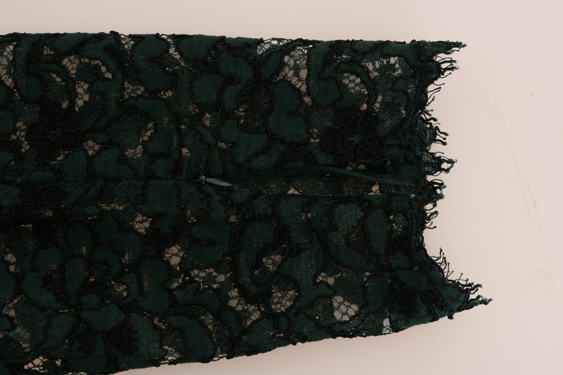 Pantalon legging en dentelle florale verte Dolce & Gabbana