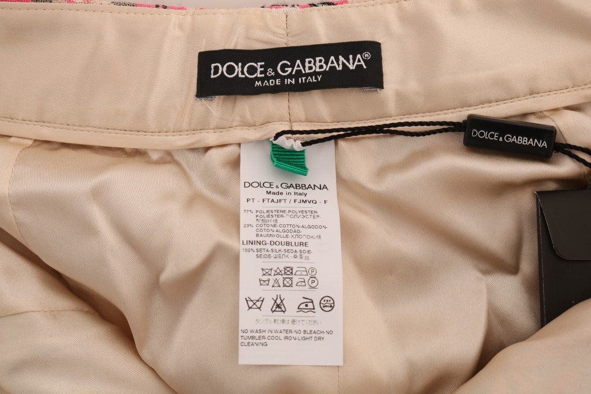 Dolce & Gabbana – Caprihose aus Brokat mit Blumenmuster in Rosa