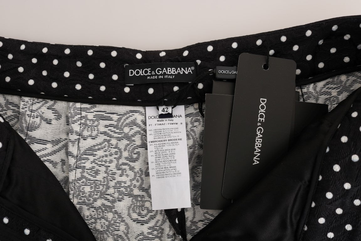 Pantalon noir à pois et cristaux de Sicile Dolce & Gabbana