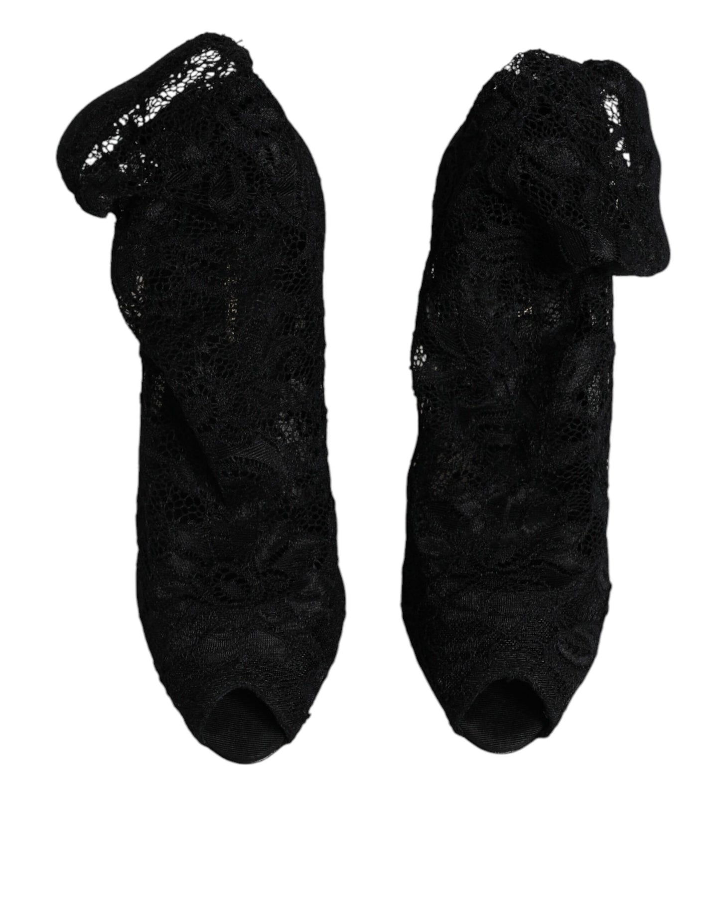 Bottes mi-mollet extensibles en dentelle noire Dolce & Gabbana