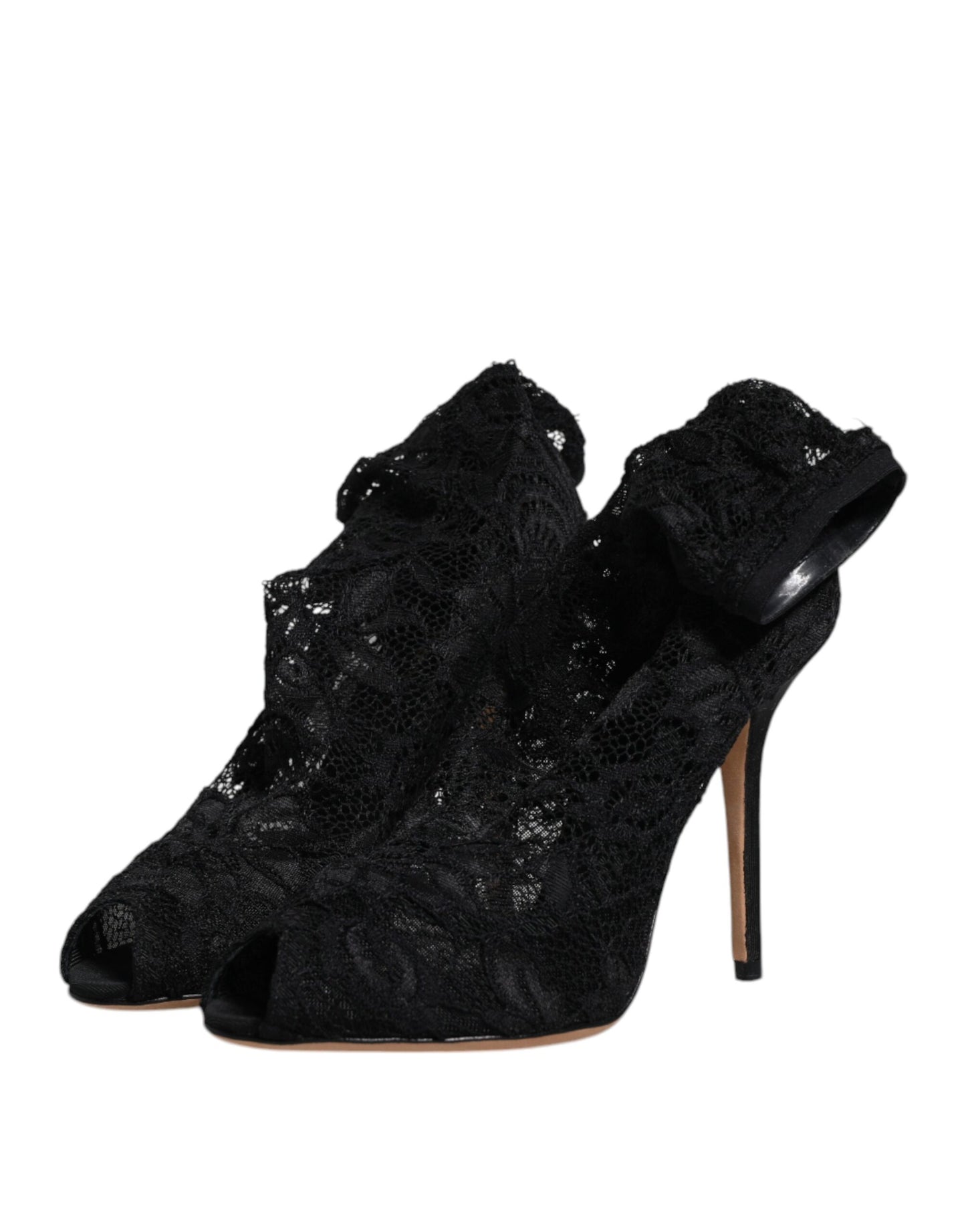 Bottes mi-mollet extensibles en dentelle noire Dolce & Gabbana