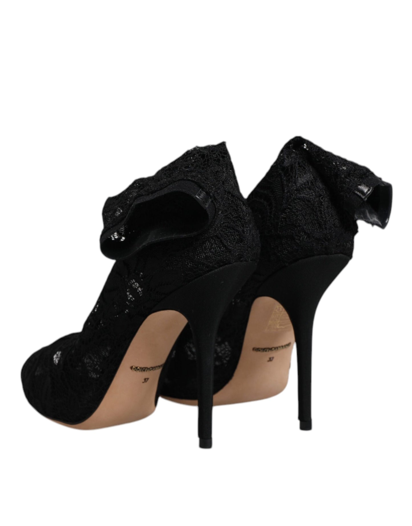 Bottes mi-mollet extensibles en dentelle noire Dolce & Gabbana