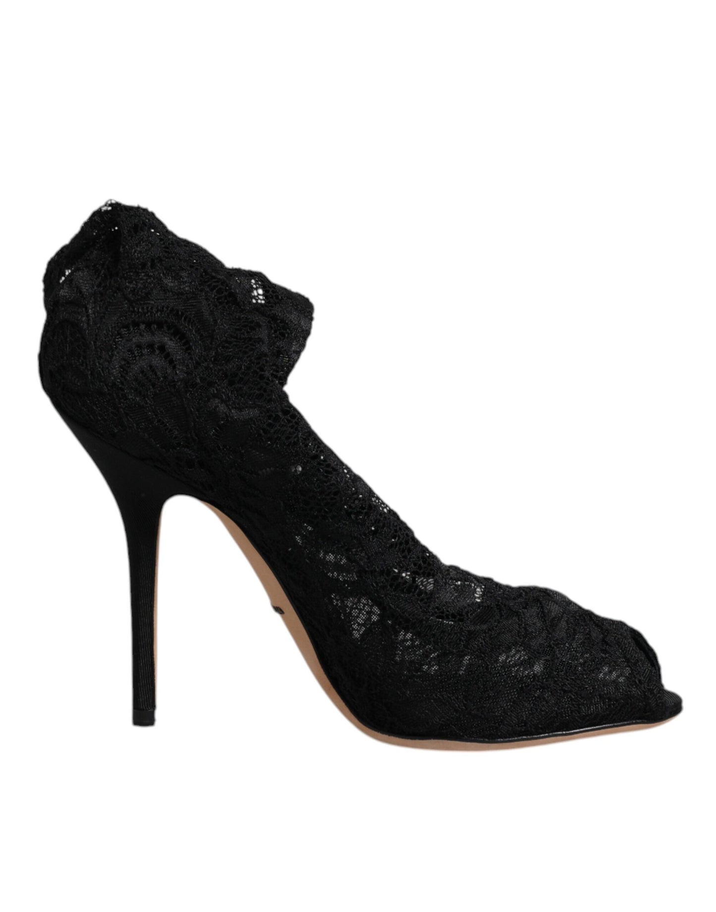 Bottes mi-mollet extensibles en dentelle noire Dolce & Gabbana