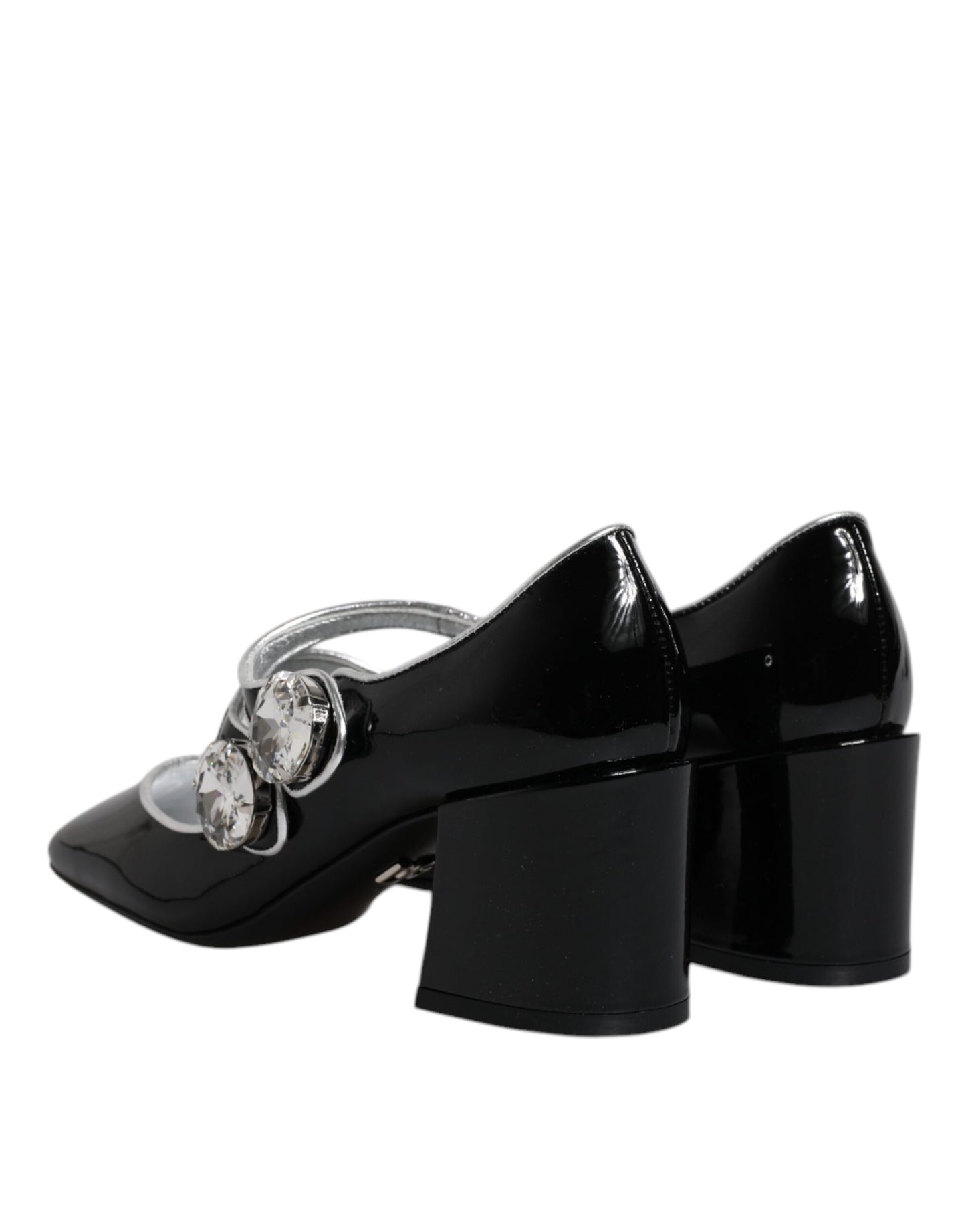 Escarpins Mary Jane en cuir verni noir et cristaux Dolce & Gabbana