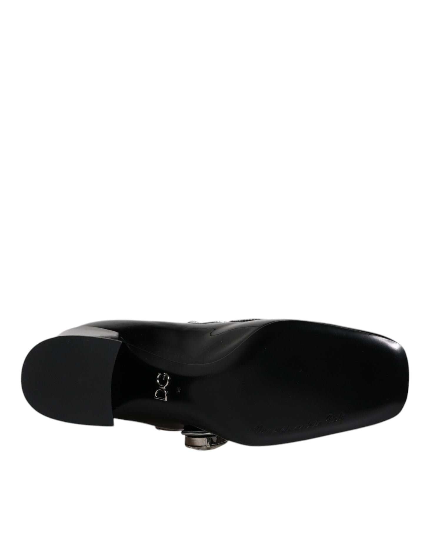 Escarpins Mary Jane en cuir verni noir et cristaux Dolce & Gabbana