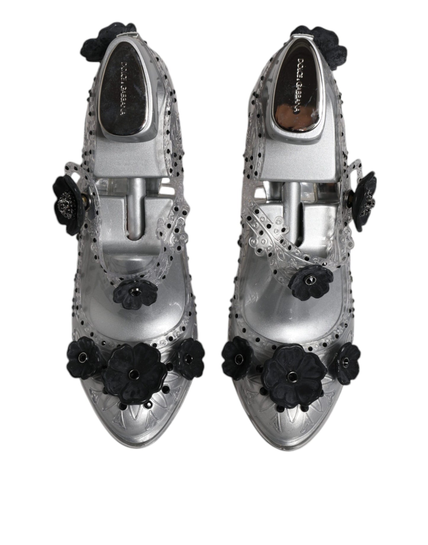 Chaussures à talons Dolce & Gabbana CINDERELLA transparentes à fleurs et cristaux