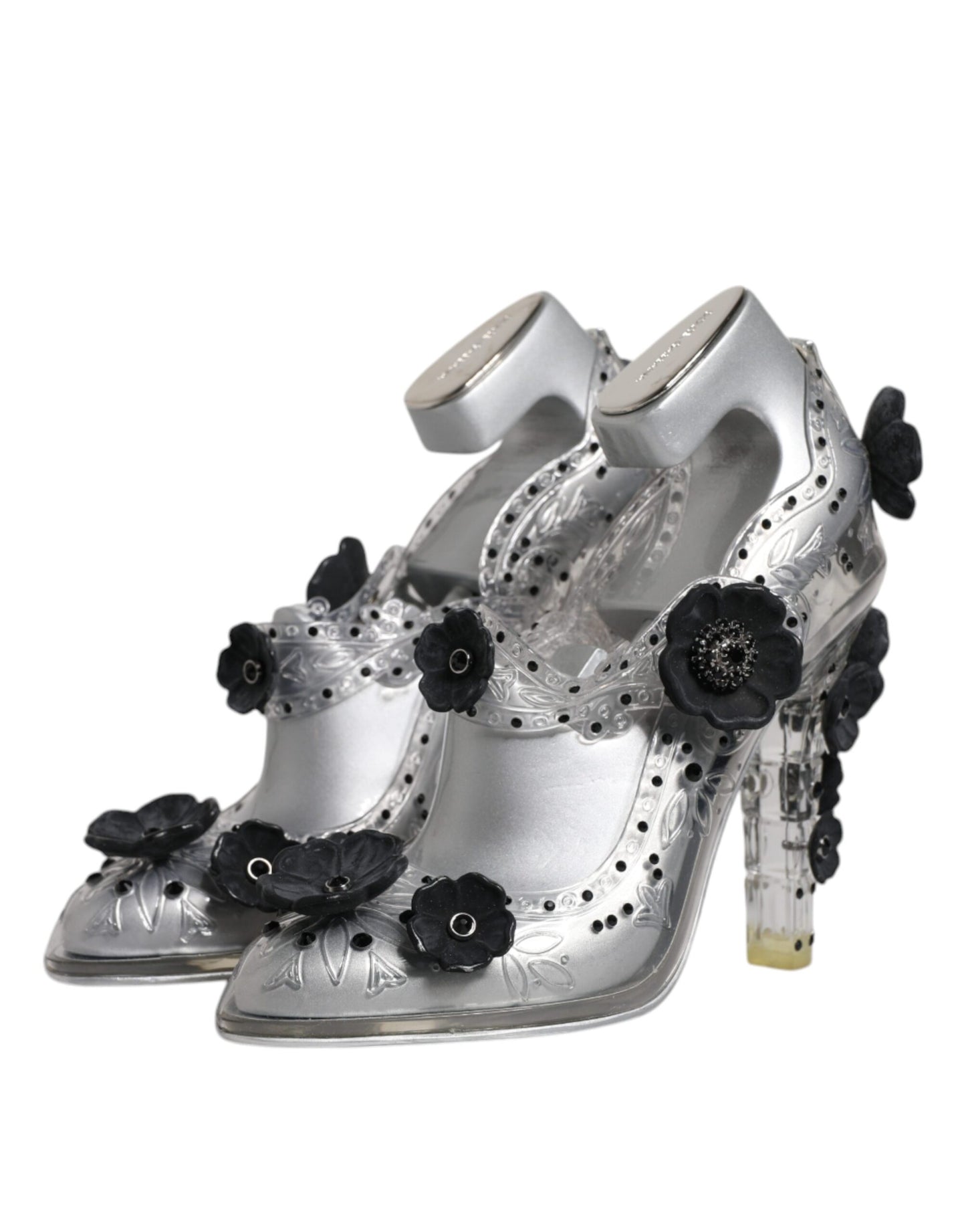Chaussures à talons Dolce & Gabbana CINDERELLA transparentes à fleurs et cristaux
