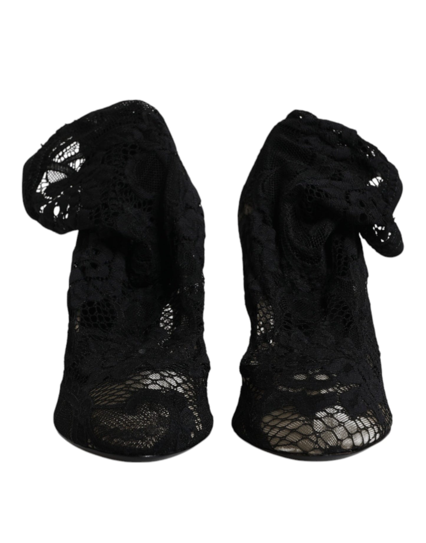 Bottes mi-mollet extensibles en dentelle noire Dolce & Gabbana