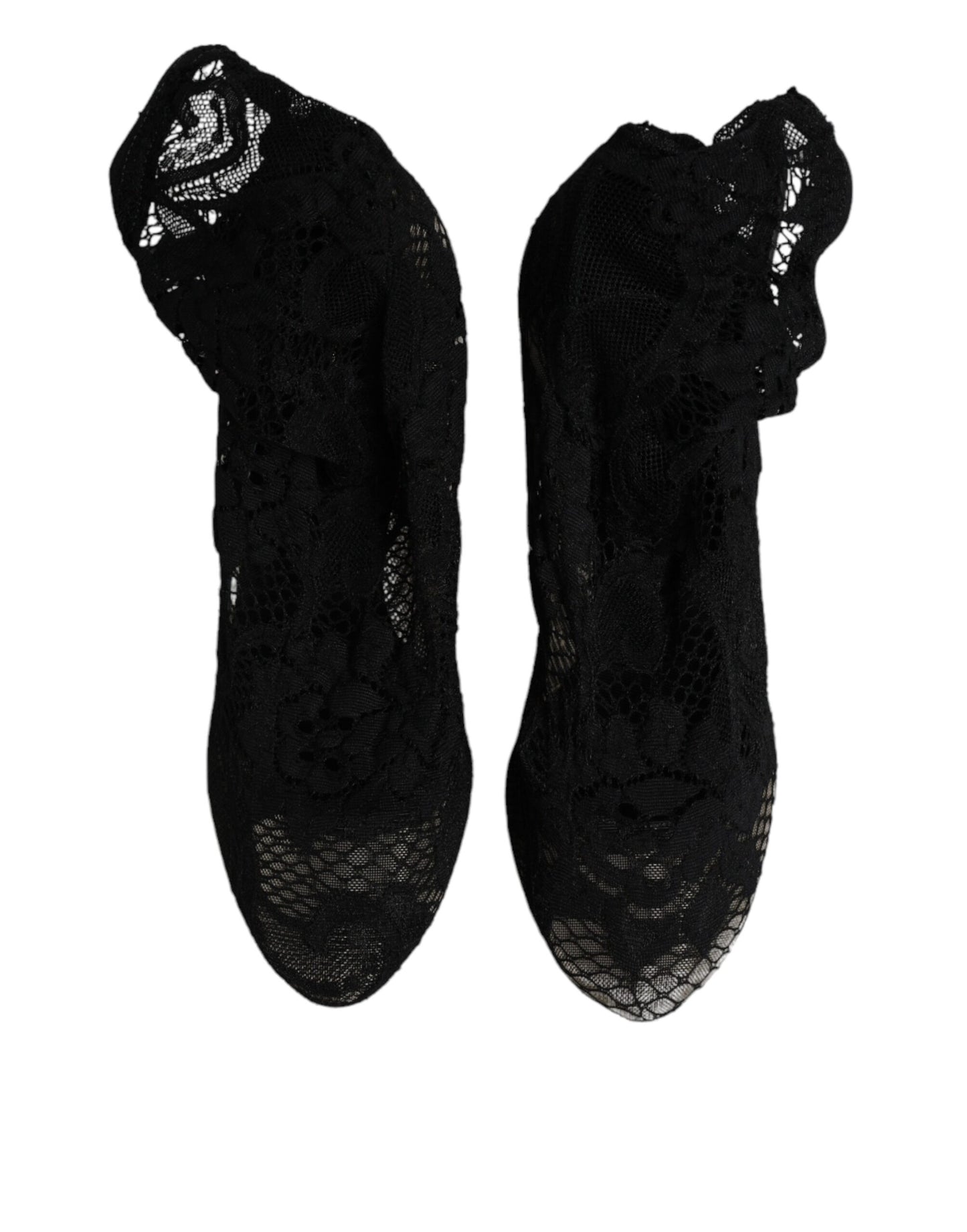 Bottes mi-mollet extensibles en dentelle noire Dolce & Gabbana