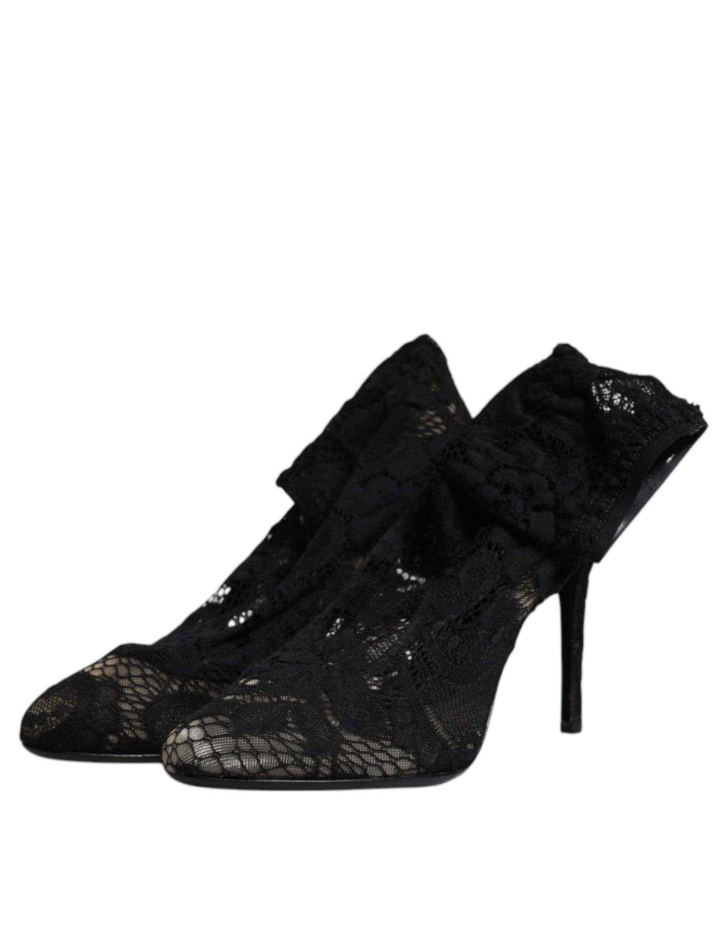 Bottes mi-mollet extensibles en dentelle noire Dolce & Gabbana