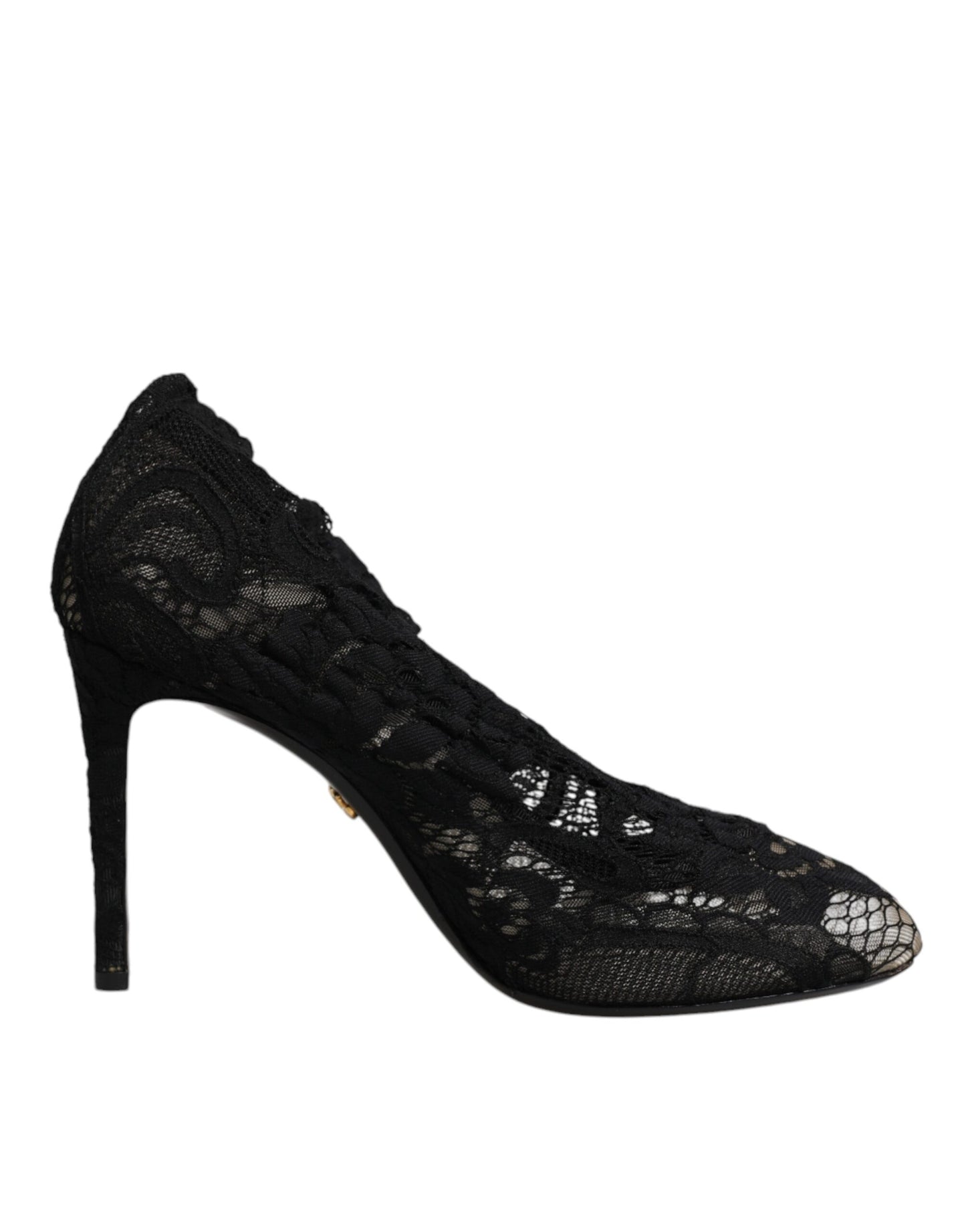 Bottes mi-mollet extensibles en dentelle noire Dolce & Gabbana