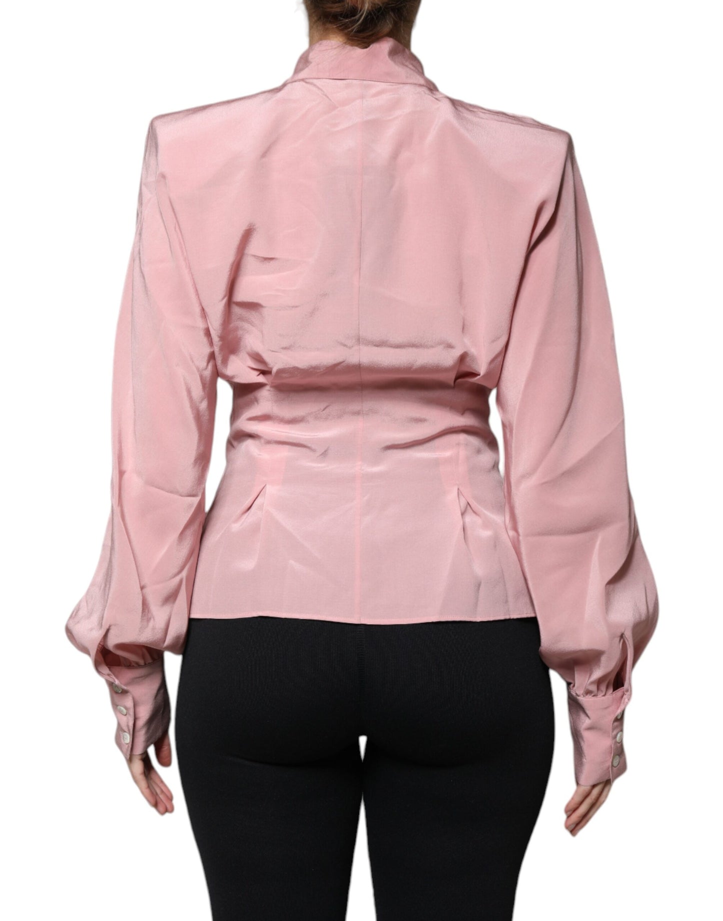 Chemisier à manches longues et col en coton rose Dolce & Gabbana