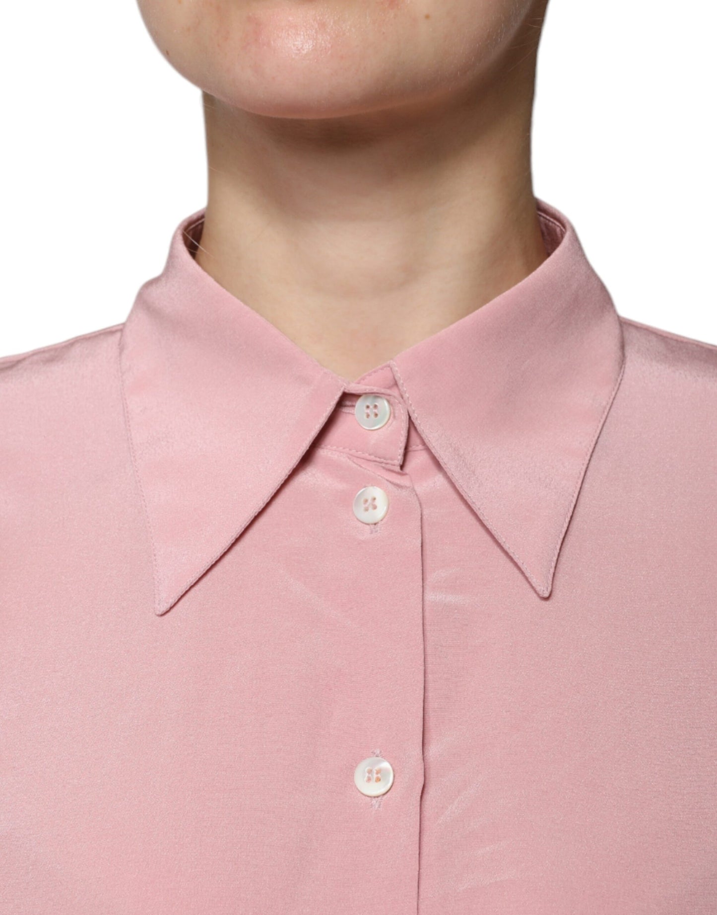 Chemisier à manches longues et col en coton rose Dolce & Gabbana