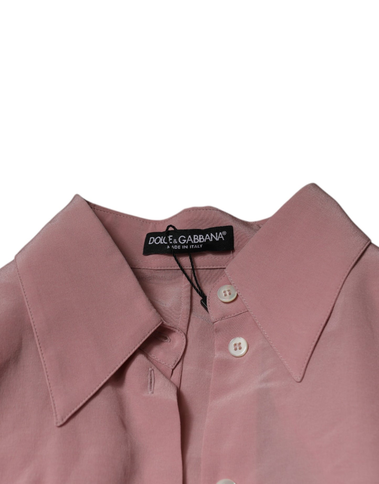 Chemisier à manches longues et col en coton rose Dolce & Gabbana