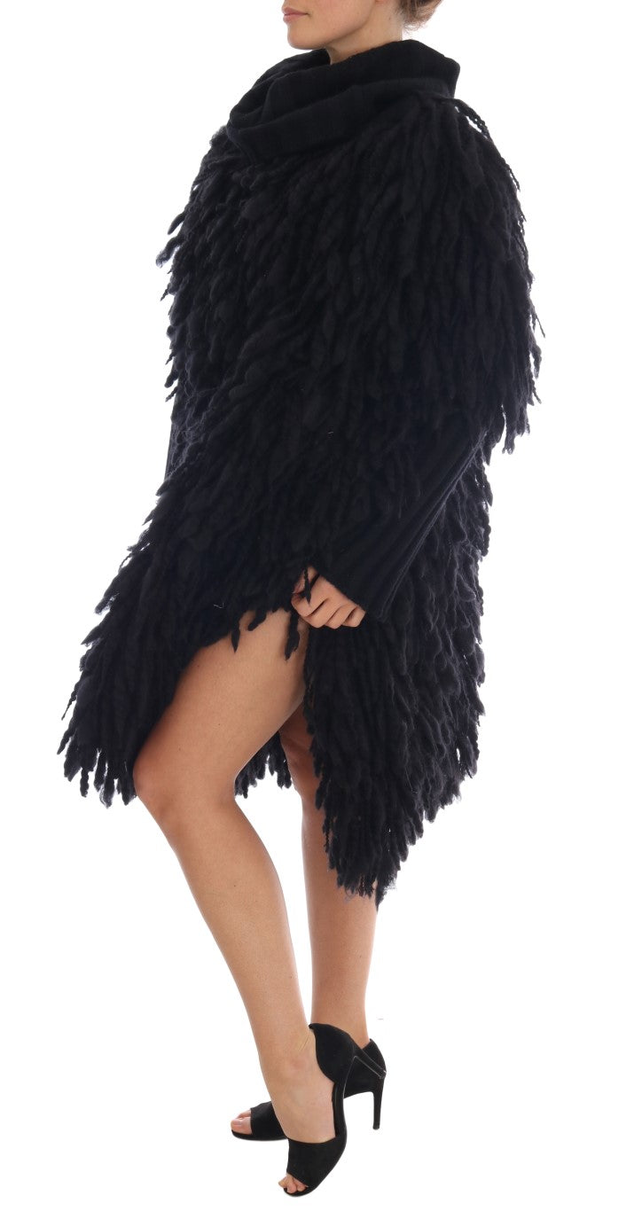 Pull en laine à franges noires Dolce & Gabbana
