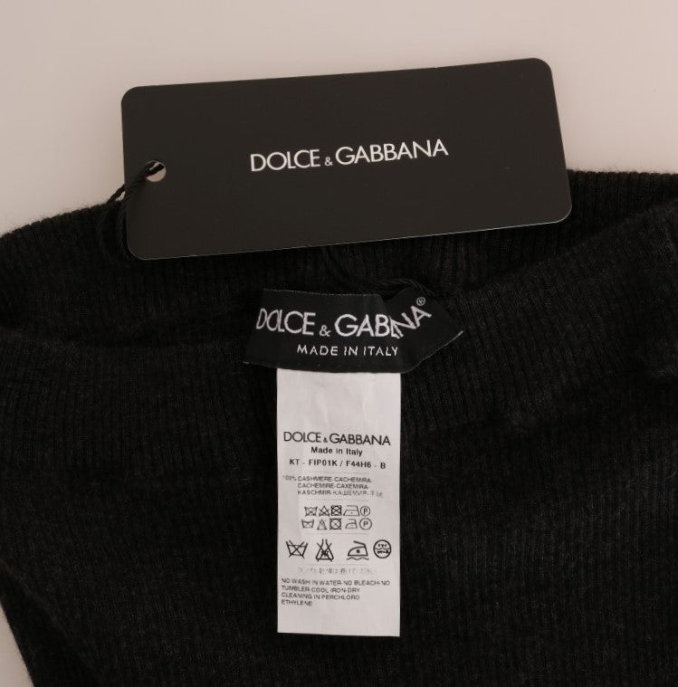 Collants extensibles côtelés en cachemire gris Dolce & Gabbana