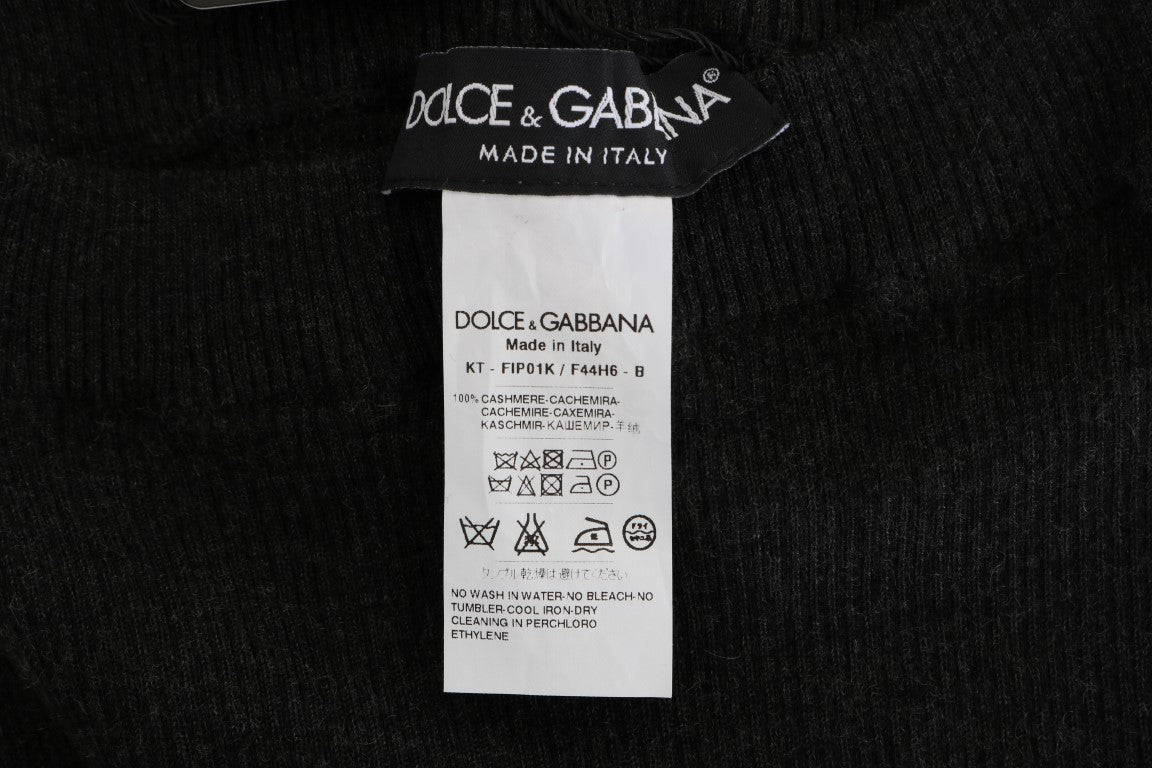 Collants extensibles côtelés en cachemire gris Dolce & Gabbana