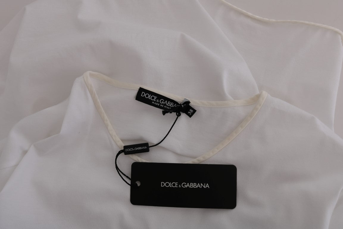 Dolce & Gabbana Weißes Baumwoll-Seiden-T-Shirt