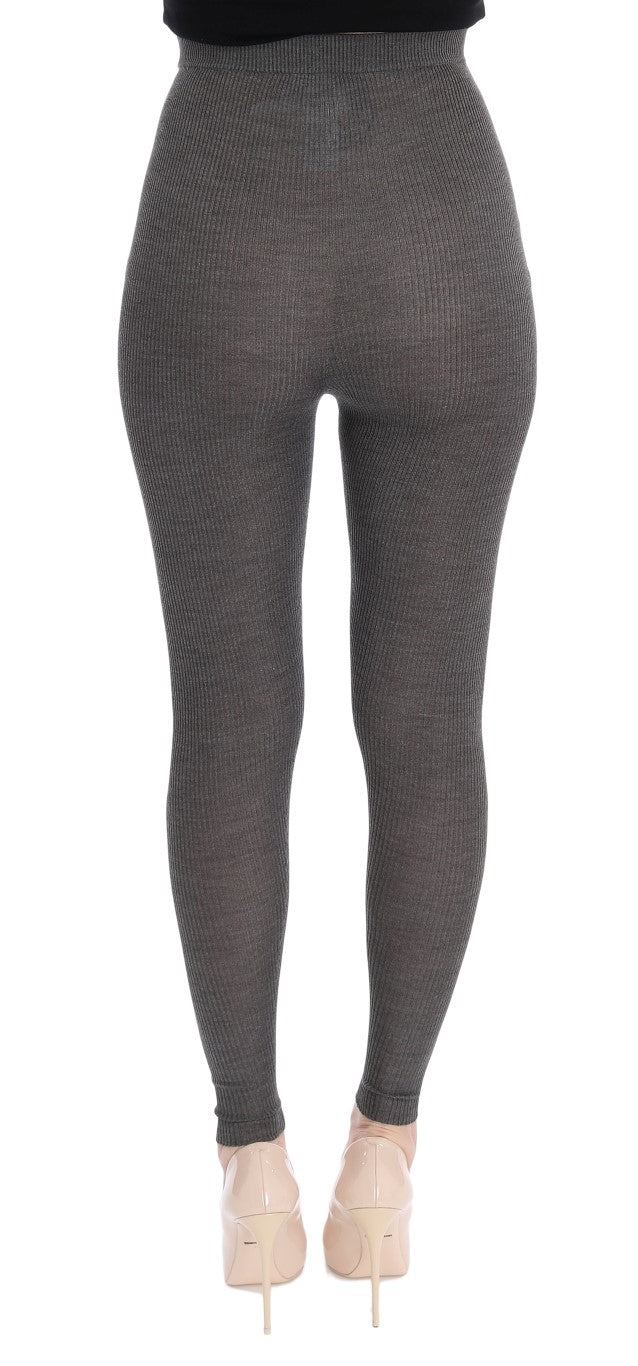 Collants stretch en cachemire gris Dolce & Gabbana