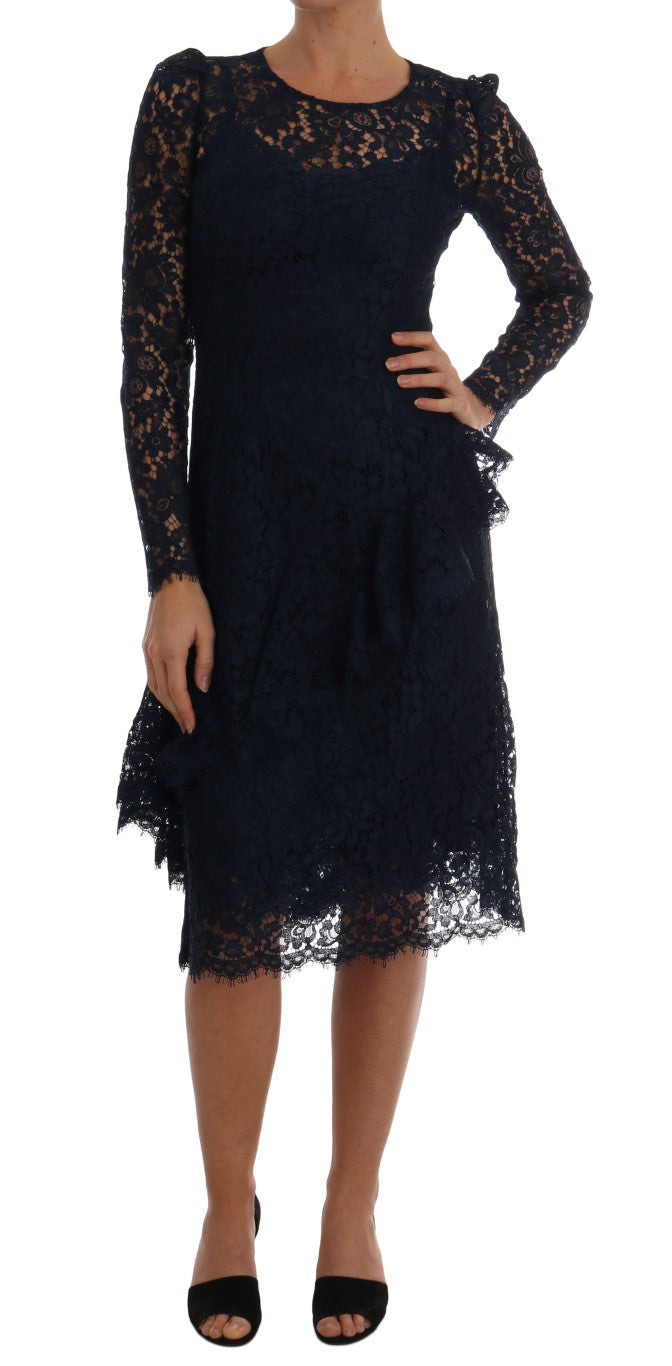 Robe fourreau en dentelle florale bleue Taormina de Dolce & Gabbana