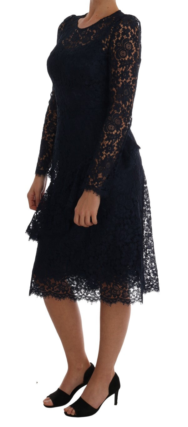 Robe fourreau en dentelle florale bleue Taormina de Dolce & Gabbana
