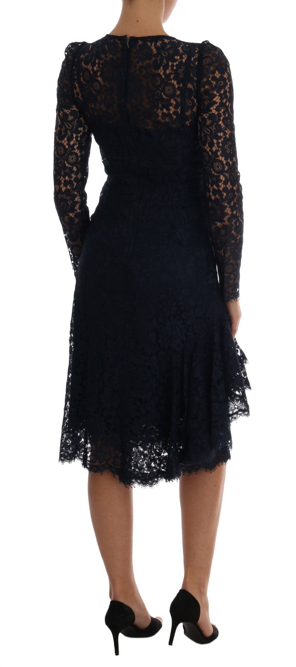 Robe fourreau en dentelle florale bleue Taormina de Dolce & Gabbana