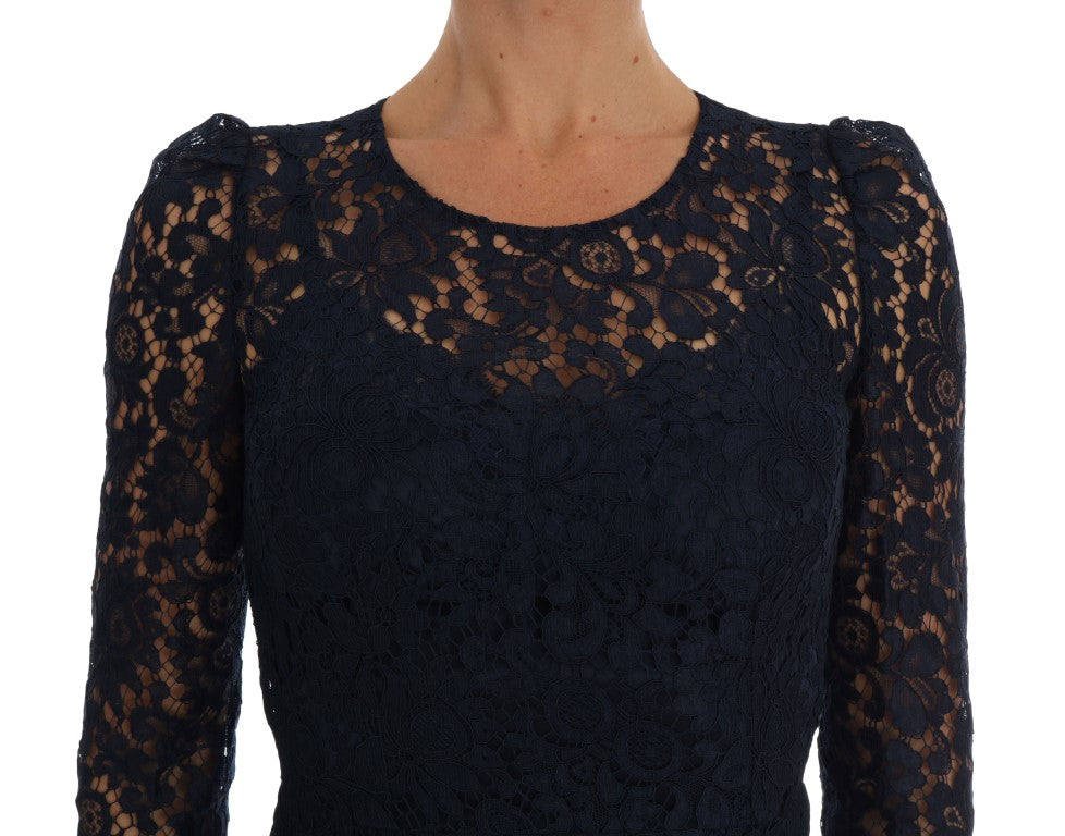 Robe fourreau en dentelle florale bleue Taormina de Dolce & Gabbana