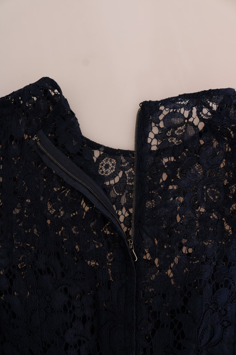 Robe fourreau en dentelle florale bleue Taormina de Dolce & Gabbana