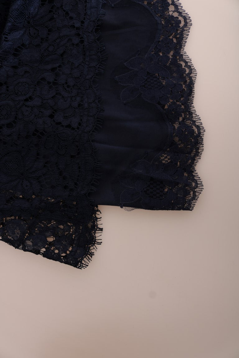 Robe fourreau en dentelle florale bleue Taormina de Dolce & Gabbana