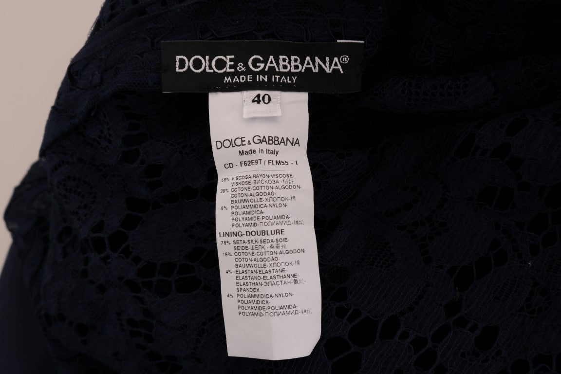 Robe fourreau en dentelle florale bleue Taormina de Dolce & Gabbana