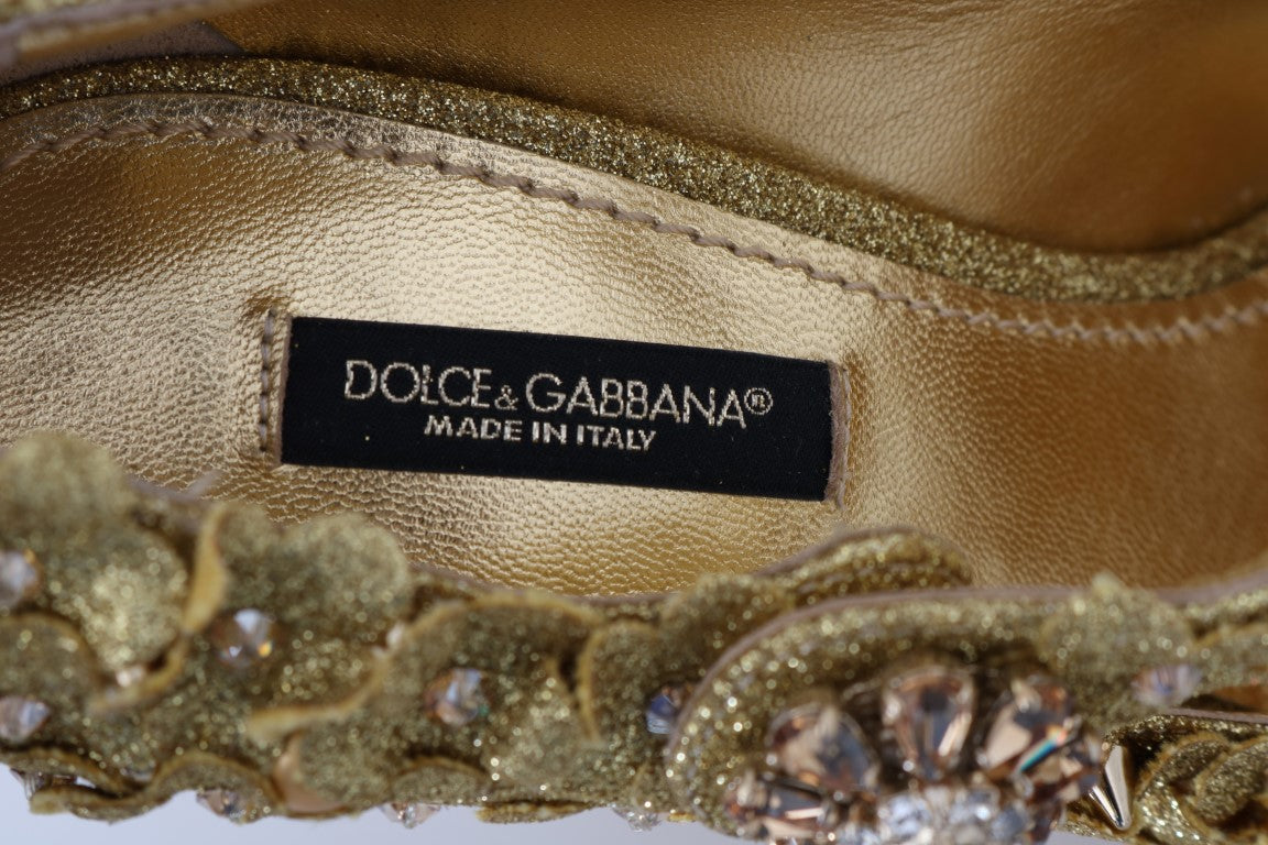 Escarpins Mary Jane Dolce & Gabbana à fleurs et cristaux dorés