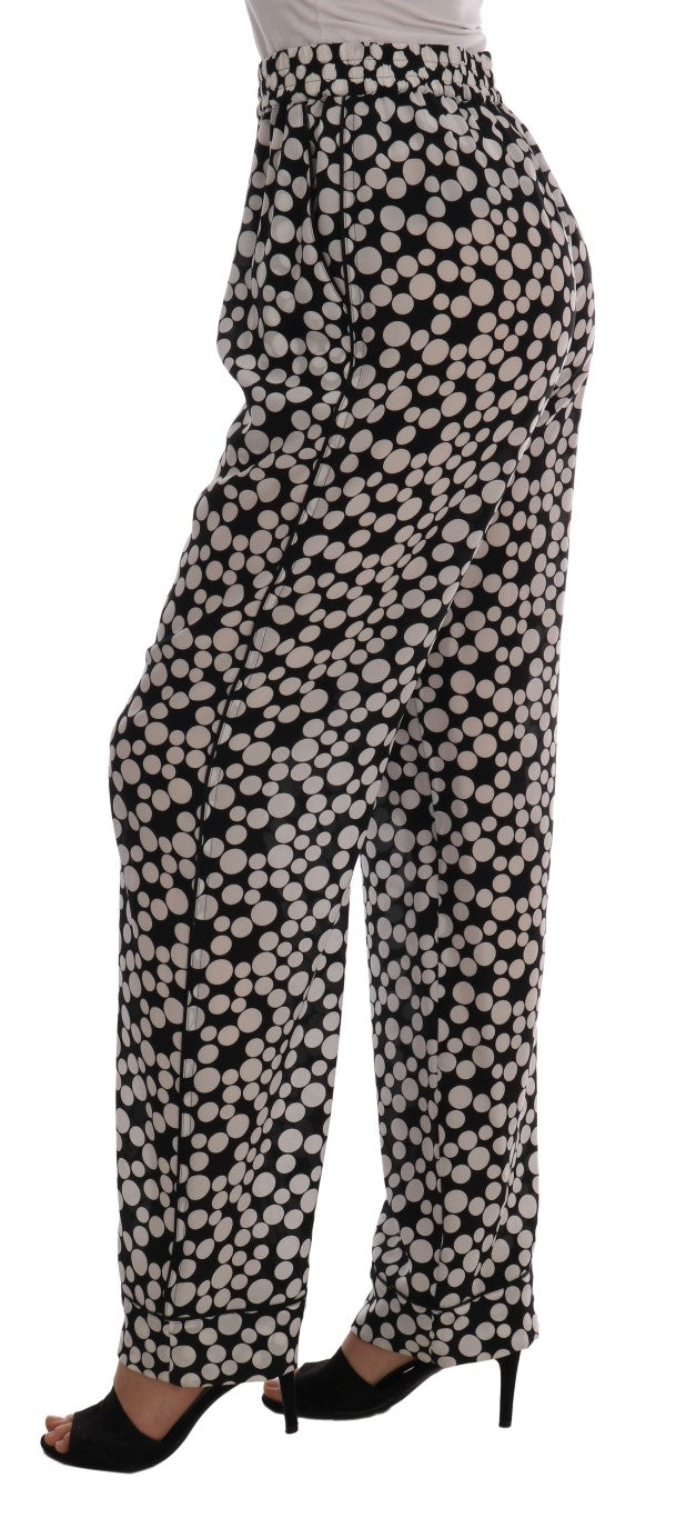 Pantalon en soie à pois noirs et blancs Dolce & Gabbana