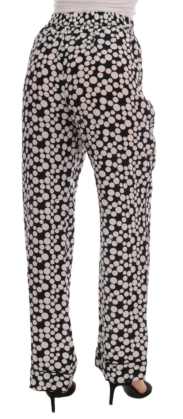 Pantalon en soie à pois noirs et blancs Dolce & Gabbana