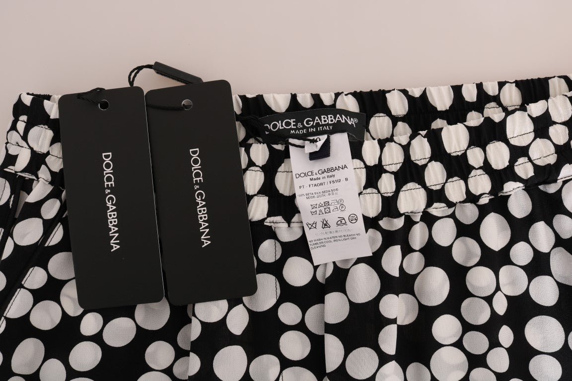 Pantalon en soie à pois noirs et blancs Dolce & Gabbana