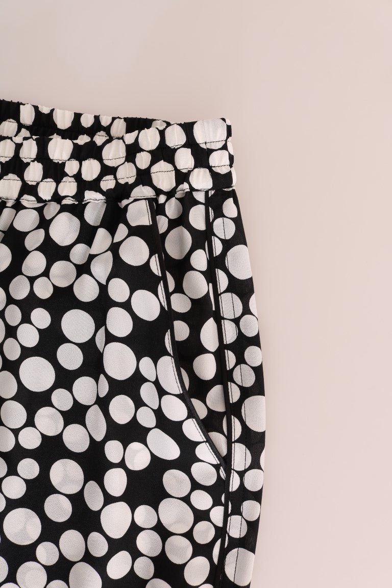 Pantalon en soie à pois noirs et blancs Dolce & Gabbana