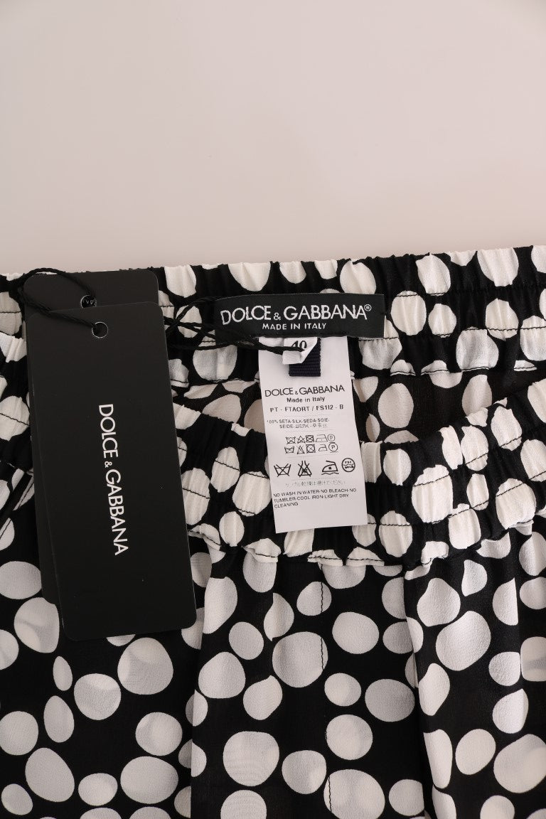 Pantalon en soie à pois noirs et blancs Dolce & Gabbana