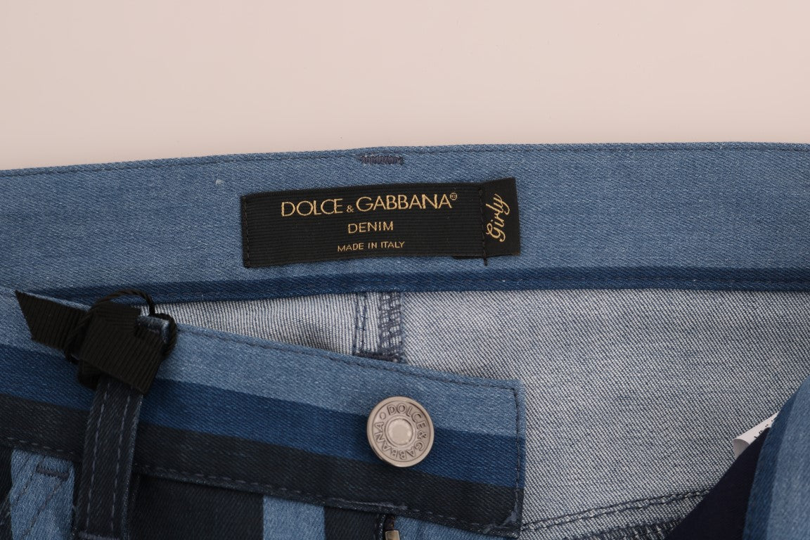 Jean en coton rayé bleu GIRLY Dolce & Gabbana