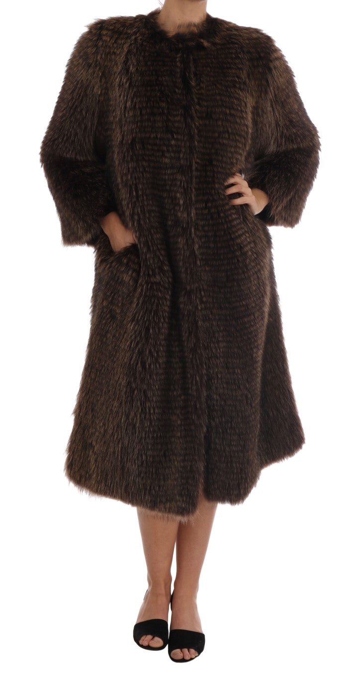 Dolce & Gabbana Braune Waschbärpelzjacke