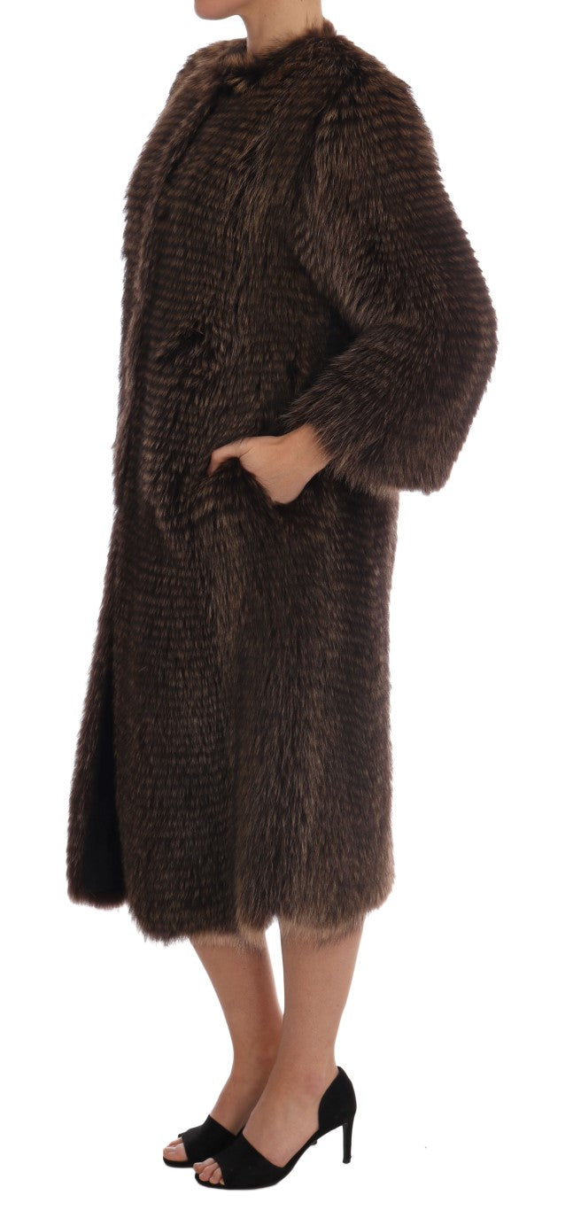 Dolce & Gabbana Braune Waschbärpelzjacke