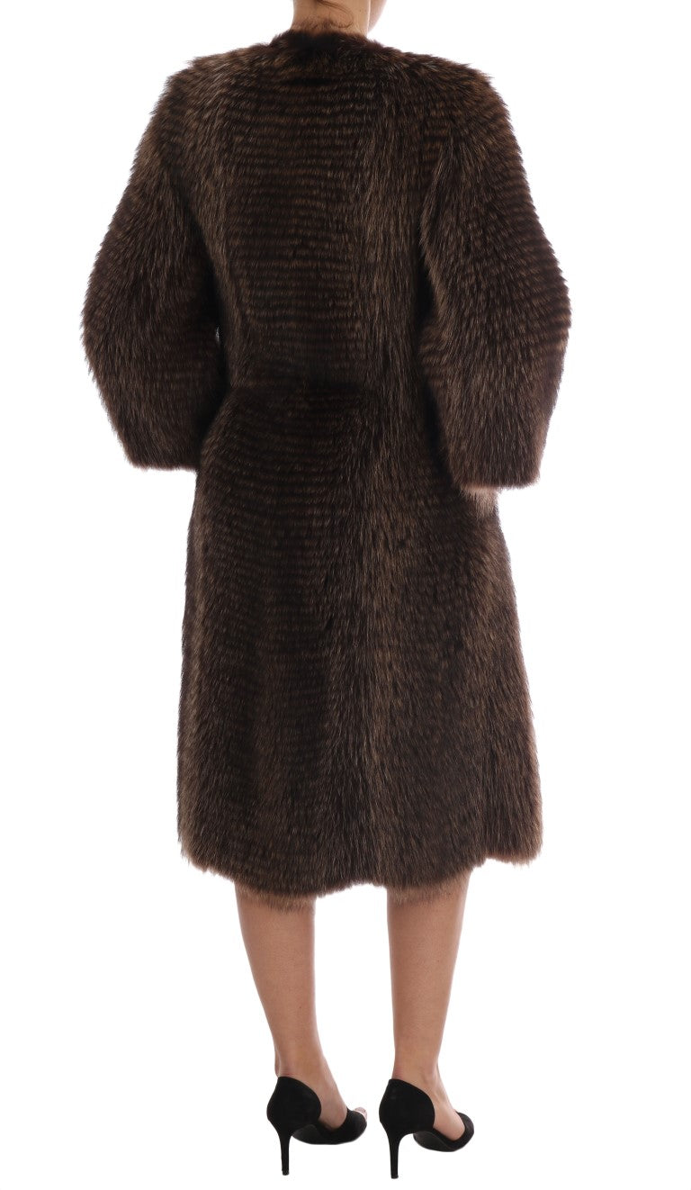 Dolce & Gabbana Braune Waschbärpelzjacke