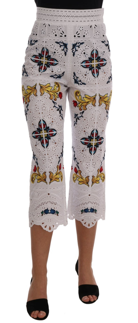 Dolce & Gabbana Pantalon capri multicolore à découpes en majolique